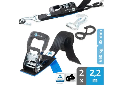 valonic Spanngurt Panther - Gepolsterte Ratschengurte für Motorräder (2 Stück, 2,25m) - Zubehör für Autoanhänger, ideal für die Transportsicherung von Motorrädern mit gepolsterten Ratschengurten für optimalen Halt und Schutz.