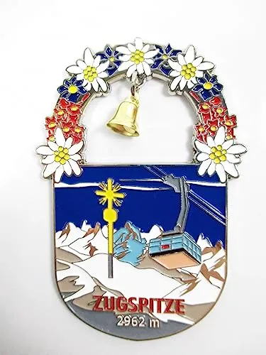 Zugspitze Magnet Metall Glöckchen Anhänger Souvenir Germany Edelweiss