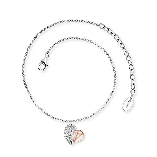 Engelsrufer Damen Fußkettchen Heartwing aus Sterling Silber - Elegantes Fußkettchen aus Sterling Silber mit einem herzförmigen Bicolor-Anhänger. Verstellbar, nickelfrei und ideal für Allergiker – perfekt für jeden Anlass!