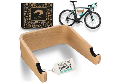 madeco Fahrradwandhalterung FlyBike - Stilvolle Holzhalterung für Fahrräder - Fahrradwandhalterung aus Eichenholz in Anthrazit, ideal für Rennräder, Mountainbikes und mehr. Mit Fischer Dübeln und Wollfilz für optimalen Rahmenschutz.