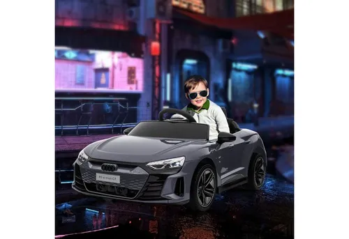 HOMCOM Kinder Elektroauto 12V mit Fernbedienung - Elektrofahrzeug für Kinder, offiziell lizenziert als Audi RS E-tron GT, mit sanftem Start, LED-Scheinwerfern und Musikfunktion – ideal für sichere Fahrten im Freien.