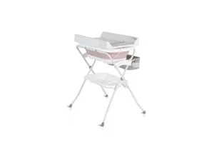 Cangaroo Babywanne Wickeltisch Como 2 in 1 faltbar, Wickelauflage, Zubehörfach rosa