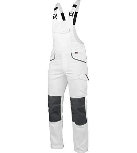WÜRTH MODYF Arbeitslatzhose Stretch X - professionelle Arbeitshose für Herren - Latzhose mit Reißverschluss - in der Größe 50 in Weiss