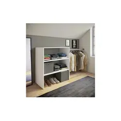 VCM Holz Kleiderschrank | Offener Schrank für Dachschrägen - Kleiderschrank in Weiß mit 3 Fächern und variabel ausziehbaren Kleiderstangen. Ideal für Dachschrägen und sorgt für Ordnung und Übersicht in Ihrer Garderobe.