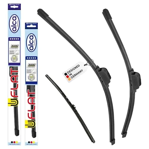 alca Scheibenwischblätter Set für VW MULTIVAN T5 (09.2009 - 05.2013) - Scheibenwischer Set mit 2x Front- und 1x Heckwischer, maßgeschneidert mit Adapter. Frostresistent und mit NANO-Graphit-Technologie für leises, streifenfreies Wischen bei allen Witterungsbedingungen.