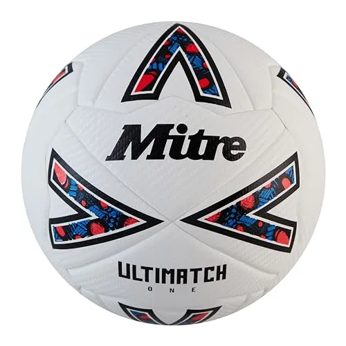 Mitre Ultimatch Fußball 5, verbesserte Kontrolle und Haltbarkeit - FIFA Basic-zertifizierter Matchball mit Hyperseal-Konstruktion für zuverlässige Performance bei jedem Wetter. Ideal für Training und Spiele auf Rasen und Kunstrasen.