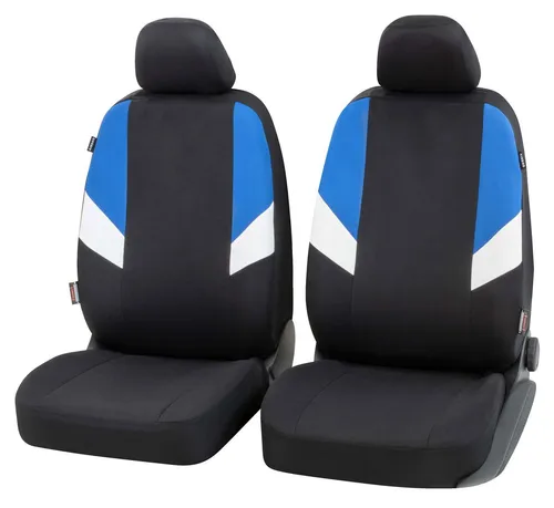 CarComfort Autositzbezug Cala, 6-teilig - Autositzbezüge in schwarz-blau, schnell montierbar mit Slot System und geeignet für integrierte Seitenairbags. Licht- und farbbeständig für eine frische Optik im Auto.