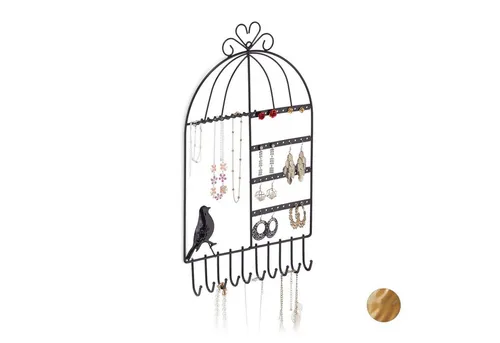 relaxdays Schmuckständer Schmuckhalter Wand, schwarz