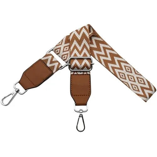 Taschengurte zum Wechseln Schultergurt für Taschen Breit 3.8 cm aus Leder mit Silber Karabiner Schulterriemen Umhängegurt Taschenriemen für Damen Taschen, DIY Zubehör, Braun, W07