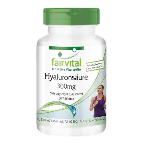 Hyaluronsäure 300 mg 60 Tabletten hochdosiert, Gelenke, Haut | VEGAN | fairvital