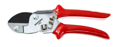 Berger Amboss-Gartenschere 1902, mit hoher Kraftübertragung u. ziehendem Schnitt