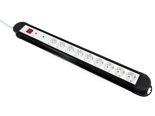MC Power - 9-Fach Steckdosenleiste Multi KL-09, mit Überspannungsschutz und Wandmontage, ideal für große Stecker und sicheren Einsatz