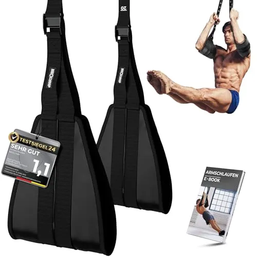 NEOLYMP Bauchmuskelschlaufen - Premium Armschlaufen für intensives Training - Krafttraining Geräte für den Oberkörper – Hochbelastbare Armschlaufen mit Edelstahl-Haken, gepolstert für maximalen Komfort und einfach anbringbar.