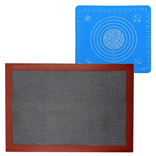 MOSNOW Silikon Backmatte Backunterlage Silikon Teigunterlage Wiederverwendbar Rutschfestes Silikonmatte Baking Mat Dauerbackmatte ​für Macarons, Hamburger, Kuchen, Pizza