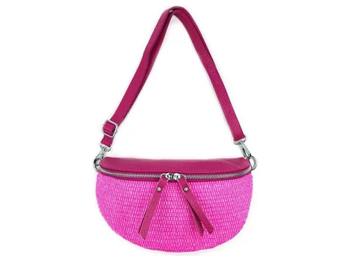 ITALYSHOP24 Bauchtasche Damen Basttasche Schultertasche CrossBody CrossOver Umhängetasche, als Bodybag Brusttasche Hüfttasche Gürteltasche Sommer Tasche