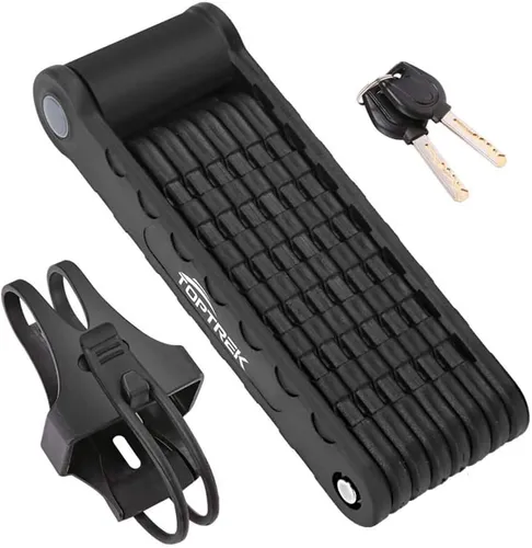 Toptrek Faltschloss mit Halterung 94cm - Sicheres Fahrradschloss für Mountainbike & Rennrad - Faltschloss für Fahrräder, Sicherheitsstufe 7, robust und schnittfest, inklusive Halterung für einfache Montage am Fahrrad.