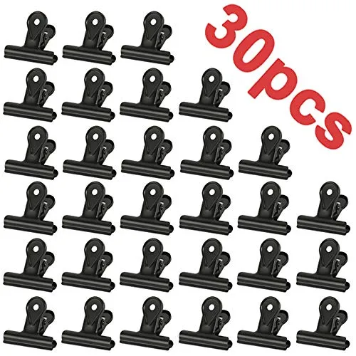 30PCS Kleine Bulldogge Büroklammern,Multi-function clip for klammern für fotos, office and kitchen (Schwarz，20mm)