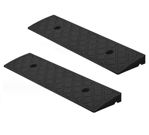 BAYLI Auffahrrampe 2er Set - Bordsteinrampe 49x13x3 cm - Auffahrrampen für einfache Barrierefreiheit, robust und ideal für Rollstuhlfahrer, Gehhilfen und Kinderwagen. Max. Belastbarkeit bis zu 3 Tonnen.