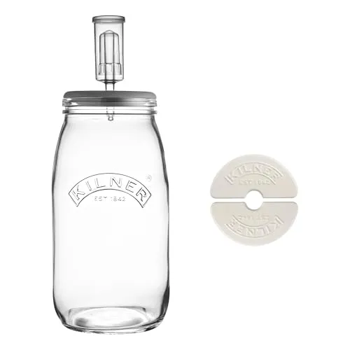 KILNER Fermentier Set 3 Liter – Innovatives Glas mit Gärungsdeckel für gesundes, vitaminreiches Gemüse und einfache Fermentation zu Hause - 
