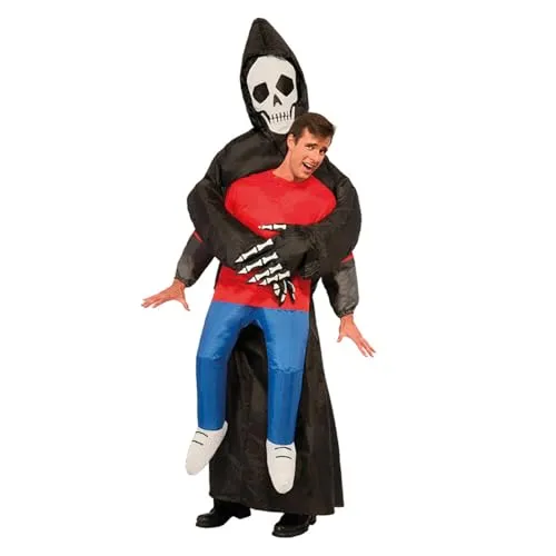 Original Cup AirSuit Aufblaseres Sensenmann-Kostüm | Aussergewöhliches Köstum für Halloween | Premium Qualität | Größe Erwachsene 160 bis 190cm | Polyester | Aufblassystem inbegriffen