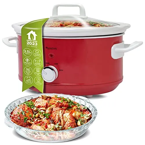 TurboTronic Slow Cooker 3,5 L - Retro-Look - Schongarer mit Warmhaltefunktion, ideal für köstliche, langsam gegarte Gerichte und vielseitig als Dampfgarer und Sous Vide Garer einsetzbar.