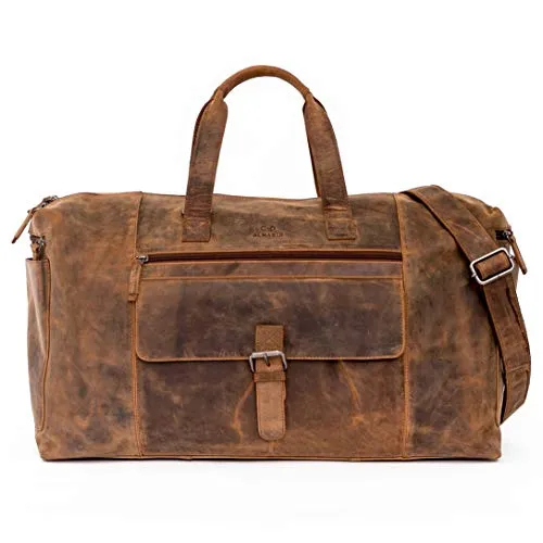 ALMADIH Echt Leder Reisetasche Herren mit Laptopfach