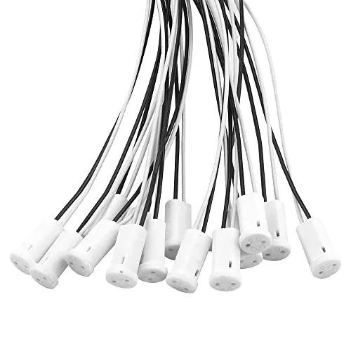 OMIGA 25 Stück G4 Lampenfassungen Keramik Fassung G4 Sockel Lampenfassung Mit 10 CM Teflondraht Wärmeableitung und Hochtemperaturbeständig für Quarz-Leuchtmittel Halogenlichter LED-Lichter