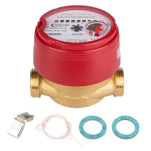 Warmwasserzähler Q3 = 2,5 , BL 80 mm 3/4 AG /Durchfluss 1/2 Zoll  Eichung 2026