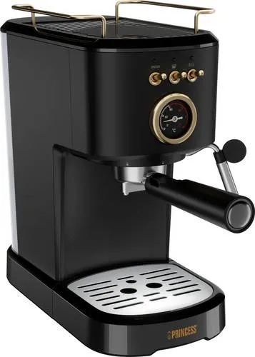 Princess Espresso-Maschine – 1100W, 20-Bar-Druck für perfekten Espresso - 1-Tassen-Kaffeemaschinen mit 20 bar Druck und Dampfdüse für perfekten Milchschaum. Vielseitig für Kaffee, Pads und Kapseln – ideal für Kaffeeliebhaber!