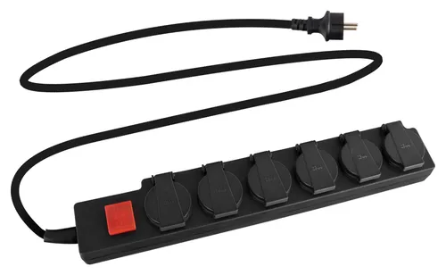 Stagecaptain OPSS-6 BK 6-fach Outdoor-Steckdosenleiste mit Schalter IP44