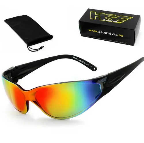 HSE - SportEyes Sportbrille BIG DEUCE - Sportliche Sonnenbrille mit bruchsicheren Gläsern aus Polycarbonat. Ideal für Outdoor-Aktivitäten, bietet sie optimalen Blendschutz und UV-Schutz. Inklusive Transportbeutel.