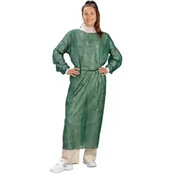 Medi-Inn PP-Besucherkittel mit Strickbündchen, dunkelgrün, 136 x 140 cm 10 Stück