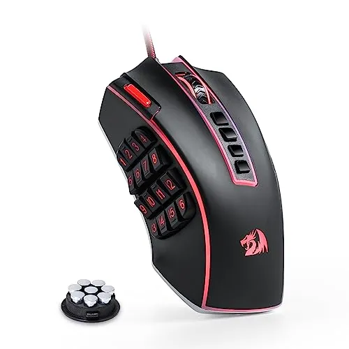 Redragon M990 RGB Gaming-Maus – kabelgebunden mit 23 programmierbaren Tasten - Die Redragon M990 ist eine leistungsstarke Gaming-Maus mit 32000 DPI, 23 programmierbaren Tasten und anpassbarem Gewicht. Ideal für Gamer, die höchste Präzision und individuelle Anpassung suchen.