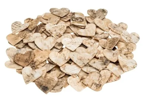 NaDeco Birkenherz 4,5 cm 60 STK.| Holzherzen | Deko Birkenherzen zum Basteln | Deko Herzen | Birkenrinden Herzen | Herzen aus Birkenrinde zum Basteln | Birkenherz | Birken Herzen | Streudeko
