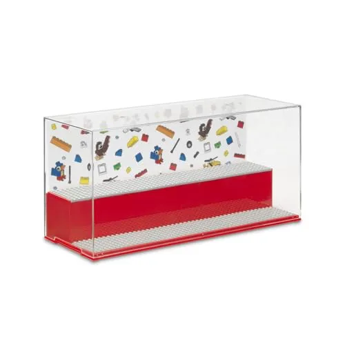 Room Copenhagen Lego Iconic Spiel- & Schaukasten - Rot - Bauspielzeugsets, inklusive sechs LEGO Platten und transparenter Abdeckung zum Schutz deiner Kreationen vor Staub und neugierigen Geschwistern.