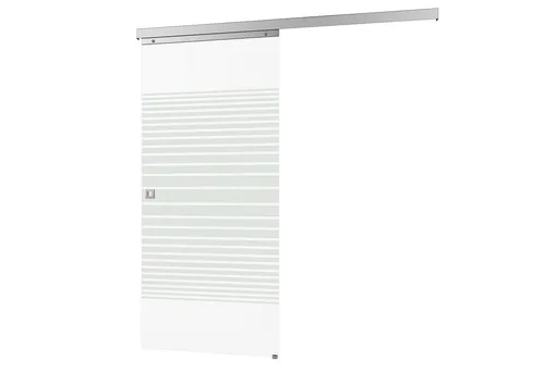inova wohnen Glasschiebetür Streifen Dekor, 88 x 203,5 cm (Komplett Set, inkl. Schienensystem und Griff), Softclose-Funktion wählbar