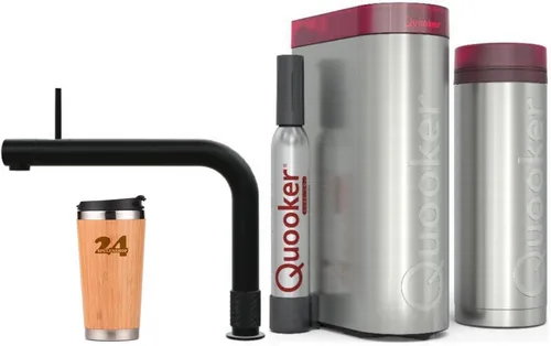 QUOOKER Küchenarmatur QUOOKER FRONT Schwarz VAQ PRO3 mit CUBE 2 – 100°C Kochendwasserhahn - Elegante Küchenarmatur mit 5-in-1 Funktion: sofort heißes, kaltes, gekühltes stilles und sprudelndes Wasser. Ergonomisches Design und einfache Montage für modernen Komfort.