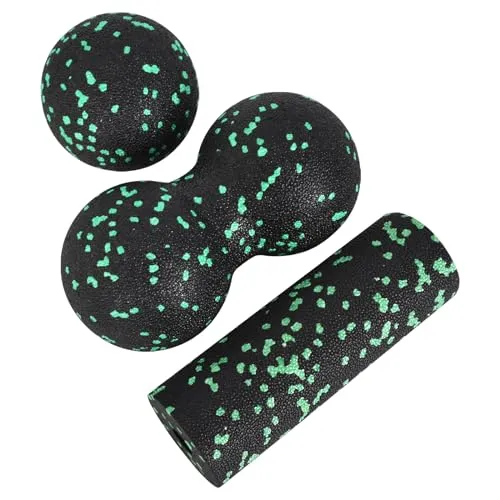 Faszienball und Faszienroller Set Massageball Duoball Faszien Set Lacrosse Ball Massagebälle Faszienbälle für Füße Rücken Nacken Wirbelsäule Hände Faszienrolle Klein Massage Ball Faszienset (3Stk)