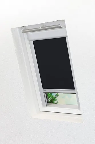 Lysel Qualitätsdachfensterrollo abdunkelnd schwarz für Velux CK02 - Rollos für Dachfenster, Größe (BxH): 38.30cm x 59.50cm, blickdicht und mit starkem Wärmeschutz, ideal für ein angenehmes Raumklima.