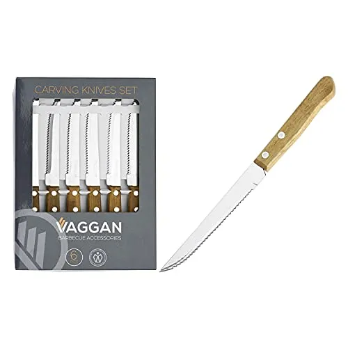 Vaggan Steak Messer Set Holzgriff 6 Stück