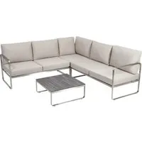 greemotion Lounge-Set Sydney - Elegantes Ecksofa aus Edelstahl mit bequemen Kissen, ideal zum Relaxen und Sonnenbaden im Garten oder auf der Terrasse