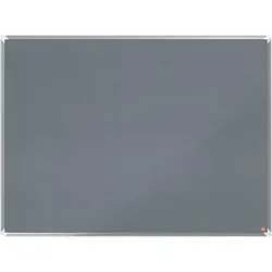 Filz-Notiztafel Premium Plus 1200x900mm grau - Präsentationstafel mit strapazierfähiger Textilfaser, ideal zum Anheften von Notizen. Lichtecht und nicht entflammbar, perfekt für Büro und Schule. Montage im Quer- oder Hochformat.