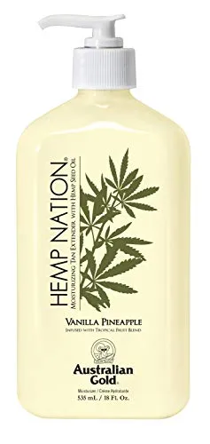 Australian Gold Hemp Nation AfterSun Vanilla Pineapple - After Sun Pflege mit Hanfsamenöl, revitalisiert die Haut und verlängert die Bräune. Parabenfrei und mit einem herrlichen Duft nach Vanille und Ananas.