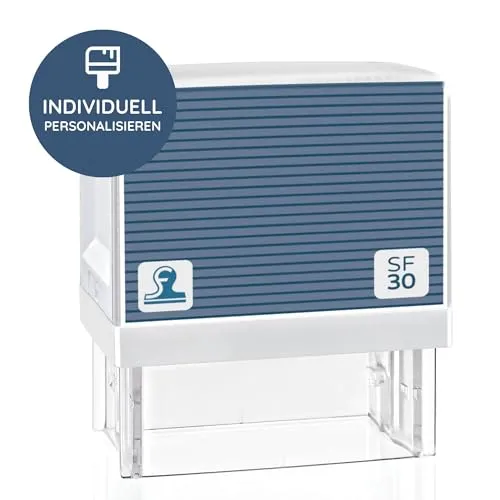 stempel-fabrik Personalisierter Adresstempel SF30 47x18 mm (5 Zeilen) Firmenstempel/Stempel personalisiert/Arztstempel mit Stempelkissen (Dunkelblau)