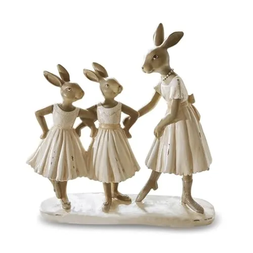 Loberon Hasen Danseuses - Handbemalte Osterhasenfamilie - Saisonale Deko, liebevoll handbemalt aus langlebigem Polyresin, perfekter Akzent für Ihre Osterdekoration.