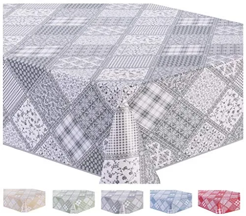 Home Direct Wachstuch Tischdecke Abwaschbar Eckig 140 x 240 cm Hellgrau