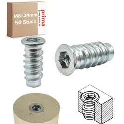Prima-Online Gewindemuffe Einschraubmuffen M6, (50-St) 24 mm