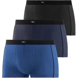 Hipster H.I.S, Herren, Gr. 3 (XS), 3 Stk., blau (blau, navy, schwarz), Jersey, Obermaterial: 95% Baumwolle, 5% Elasthan, unifarben, körpernah, Unterhosen, knapp sitzende Boxershorts aus Baumwollmischung
