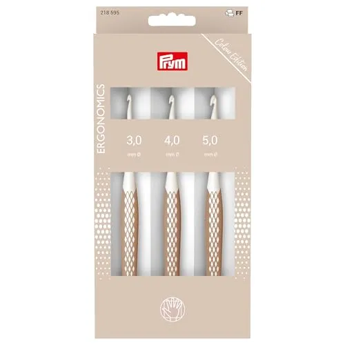 Prym 218595 Wollhäkelnadel-Set, prym.ergonomics, taupe, 3/4/5 mm