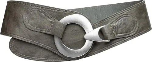 Caspar GU243 breiter Damen Taillengürtel, Größe 85, grau - Damen-Gürtel in Sondergrößen für perfekten Sitz, ideal für eine schmeichelhafte Taillierung und vielseitige Outfits.